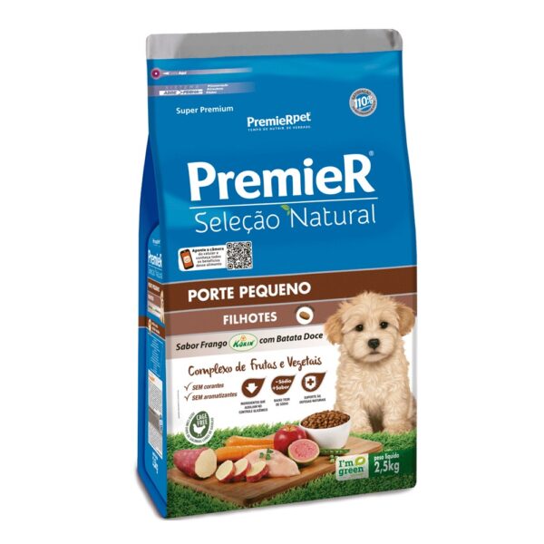 Ração Premier Seleção Natural Cães Filhotes Raças Pequenas Frango com Batata Doce 2,5 kg