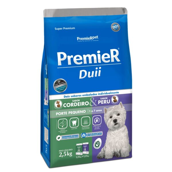 Ração Premier Duii Cães Adultos Porte Pequeno Cordeiro e Peru 2,5 kg