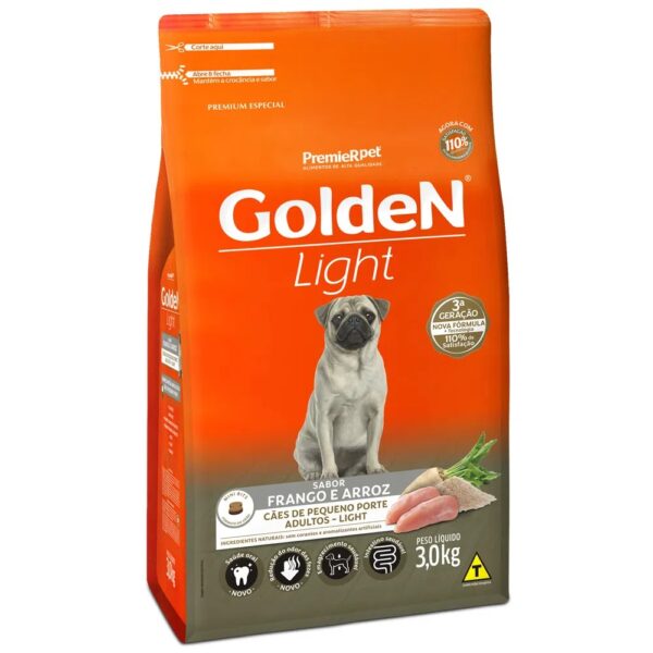 Ração Golden Fórmula Light Cães Adultos Porte Pequeno Frango e Arroz