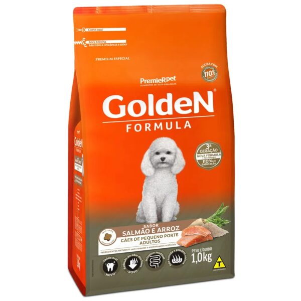 Ração Golden Fórmula Cães Adultos Raças Pequenas Salmão e Arroz