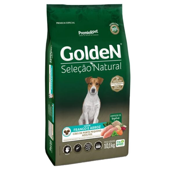 Ração Golden Seleção Natural Cães Adultos Porte Pequeno Frango e Arroz Mini Bits - Image 3