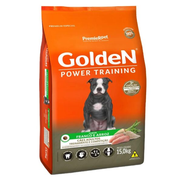 Ração Golden Power Training Cães Adultos Frango e Arroz 15 kg